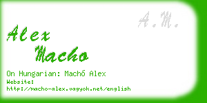 alex macho business card